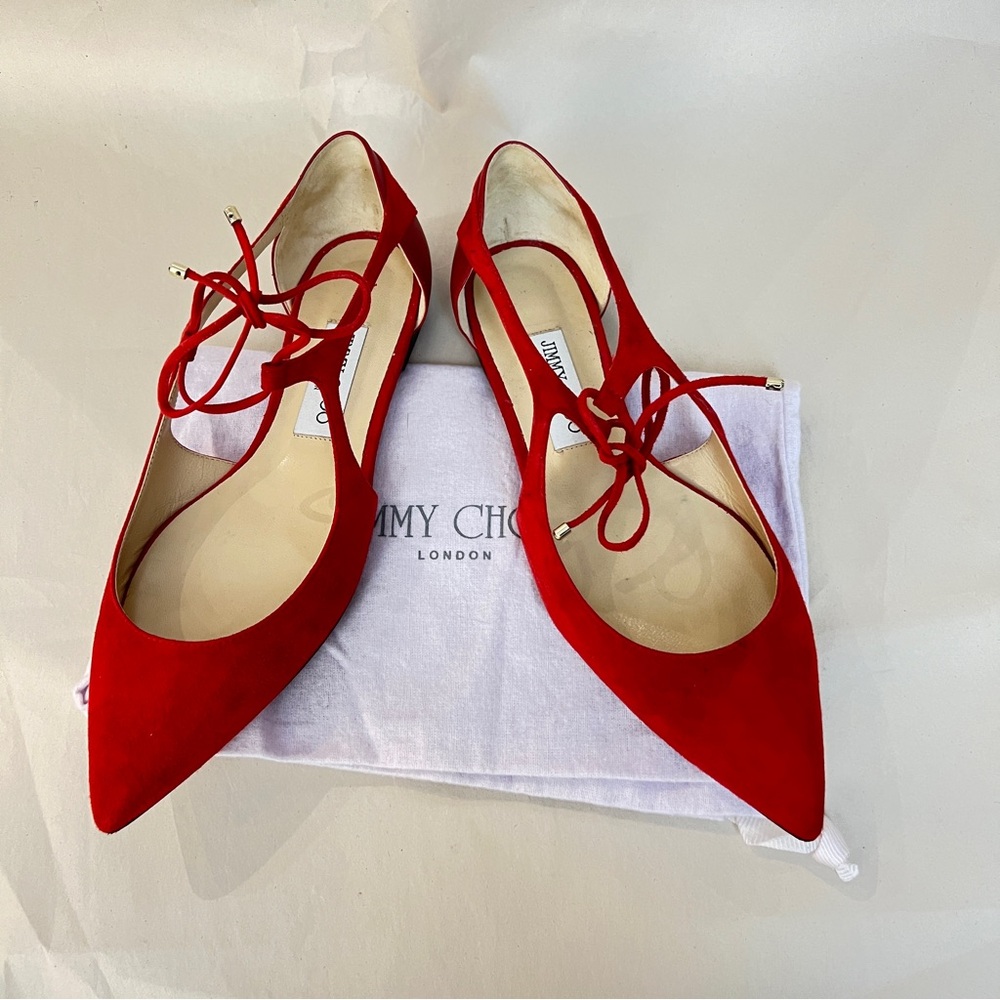 Jimmy Choo Vanessa Red Pointed Flats
